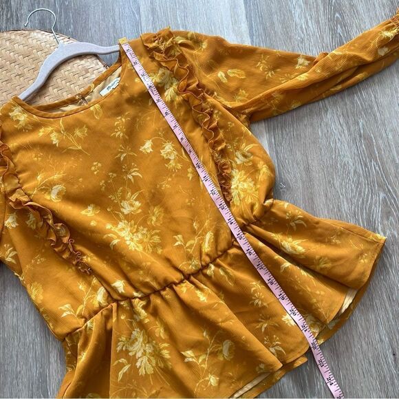 Madewell Ruffle-Shoulder Peplum Top in Tonal Botanical Women’s Size m - Picture 4 of 7